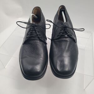 Men's Hitchcock Black Leather Oxford Plain Toe Shoes Size 13 E Wide